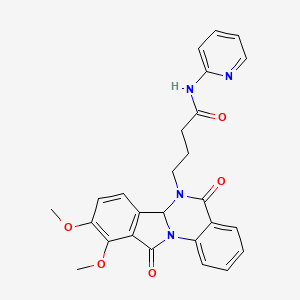 molecular formula C26H24N4O5 B11012121 4-(9,10-dimethoxy-5,11-dioxo-6a,11-dihydroisoindolo[2,1-a]quinazolin-6(5H)-yl)-N-(pyridin-2-yl)butanamide 