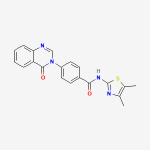 molecular formula C20H16N4O2S B11012133 N-[(2Z)-4,5-dimethyl-1,3-thiazol-2(3H)-ylidene]-4-(4-oxoquinazolin-3(4H)-yl)benzamide 