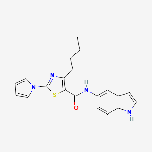 molecular formula C20H20N4OS B11012145 4-butyl-N-(1H-indol-5-yl)-2-(1H-pyrrol-1-yl)-1,3-thiazole-5-carboxamide 