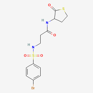 molecular formula C13H15BrN2O4S2 B11012152 3-{[(4-Bromophenyl)sulfonyl]amino}-N-(2-oxotetrahydro-3-thiophenyl)propanamide 