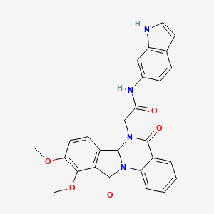 molecular formula C27H22N4O5 B11012155 2-(9,10-dimethoxy-5,11-dioxo-6a,11-dihydroisoindolo[2,1-a]quinazolin-6(5H)-yl)-N-(1H-indol-6-yl)acetamide 