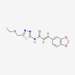 molecular formula C15H15N3O4S B11012193 (2E)-3-(1,3-benzodioxol-5-yl)-N-[5-(ethoxymethyl)-1,3,4-thiadiazol-2-yl]prop-2-enamide 