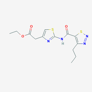 molecular formula C13H16N4O3S2 B11012218 Ethyl (2-{[(4-propyl-1,2,3-thiadiazol-5-yl)carbonyl]amino}-1,3-thiazol-4-yl)acetate 