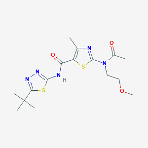 molecular formula C16H23N5O3S2 B11012236 2-[acetyl(2-methoxyethyl)amino]-N-[(2E)-5-tert-butyl-1,3,4-thiadiazol-2(3H)-ylidene]-4-methyl-1,3-thiazole-5-carboxamide 