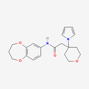 molecular formula C20H24N2O4 B11012264 N-(3,4-dihydro-2H-1,5-benzodioxepin-7-yl)-2-[4-(1H-pyrrol-1-yl)tetrahydro-2H-pyran-4-yl]acetamide 