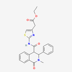 Ethyl (2-{[(2-methyl-1-oxo-3-phenyl-1,2,3,4-tetrahydroisoquinolin-4-yl)carbonyl]amino}-1,3-thiazol-4-yl)acetate