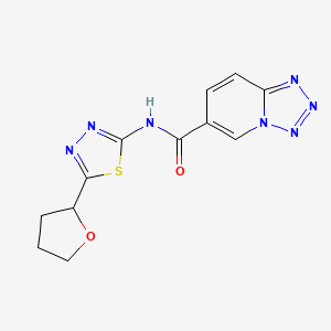 molecular formula C12H11N7O2S B11012309 N-[5-(tetrahydrofuran-2-yl)-1,3,4-thiadiazol-2-yl]tetrazolo[1,5-a]pyridine-6-carboxamide 