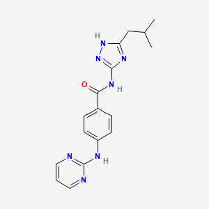 molecular formula C17H19N7O B11012357 N-[3-(2-methylpropyl)-1H-1,2,4-triazol-5-yl]-4-(pyrimidin-2-ylamino)benzamide 