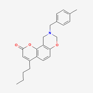 molecular formula C23H25NO3 B11012380 4-butyl-9-(4-methylbenzyl)-9,10-dihydro-2H,8H-chromeno[8,7-e][1,3]oxazin-2-one 