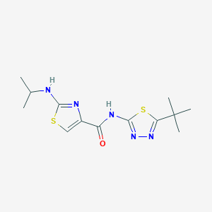 molecular formula C13H19N5OS2 B11012434 N-[(2E)-5-tert-butyl-1,3,4-thiadiazol-2(3H)-ylidene]-2-(propan-2-ylamino)-1,3-thiazole-4-carboxamide 