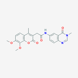 molecular formula C23H21N3O6 B11012444 2-(7,8-dimethoxy-4-methyl-2-oxo-2H-chromen-3-yl)-N-(3-methyl-4-oxo-3,4-dihydroquinazolin-6-yl)acetamide 