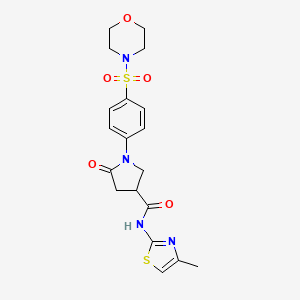 molecular formula C19H22N4O5S2 B11012482 N-(4-methyl-1,3-thiazol-2-yl)-1-[4-(morpholin-4-ylsulfonyl)phenyl]-5-oxopyrrolidine-3-carboxamide 