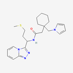 molecular formula C23H31N5OS B11012529 N-[3-(methylsulfanyl)-1-([1,2,4]triazolo[4,3-a]pyridin-3-yl)propyl]-2-[1-(1H-pyrrol-1-ylmethyl)cyclohexyl]acetamide 