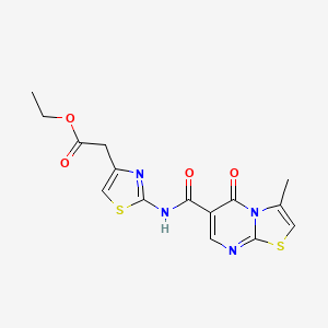 ethyl (2-{[(3-methyl-5-oxo-5H-[1,3]thiazolo[3,2-a]pyrimidin-6-yl)carbonyl]amino}-1,3-thiazol-4-yl)acetate