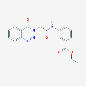 molecular formula C18H16N4O4 B11012553 ethyl 3-{[(4-oxo-1,2,3-benzotriazin-3(4H)-yl)acetyl]amino}benzoate 