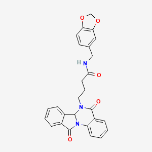 N-(1,3-benzodioxol-5-ylmethyl)-4-(5,11-dioxo-6a,11-dihydroisoindolo[2,1-a]quinazolin-6(5H)-yl)butanamide