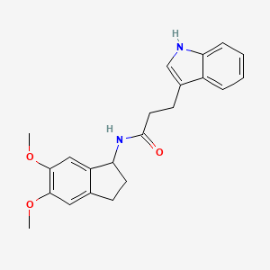 molecular formula C22H24N2O3 B11012629 N-(5,6-dimethoxy-2,3-dihydro-1H-inden-1-yl)-3-(1H-indol-3-yl)propanamide 