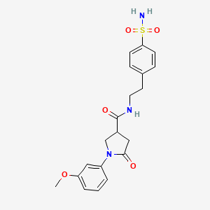 molecular formula C20H23N3O5S B11012636 1-(3-methoxyphenyl)-5-oxo-N-[2-(4-sulfamoylphenyl)ethyl]pyrrolidine-3-carboxamide 