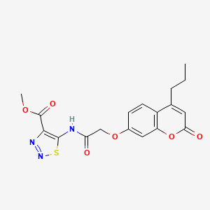 molecular formula C18H17N3O6S B11012659 methyl 5-({[(2-oxo-4-propyl-2H-chromen-7-yl)oxy]acetyl}amino)-1,2,3-thiadiazole-4-carboxylate 