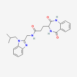 molecular formula C24H27N5O3 B11012713 3-(2,5-dioxo-2,3,4,5-tetrahydro-1H-1,4-benzodiazepin-3-yl)-N-{[1-(2-methylpropyl)-1H-benzimidazol-2-yl]methyl}propanamide 