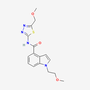 molecular formula C16H18N4O3S B11012735 1-(2-methoxyethyl)-N-(5-(methoxymethyl)-1,3,4-thiadiazol-2-yl)-1H-indole-4-carboxamide CAS No. 1401560-75-5