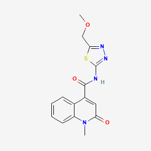 molecular formula C15H14N4O3S B11012910 N-[5-(methoxymethyl)-1,3,4-thiadiazol-2-yl]-1-methyl-2-oxo-1,2-dihydroquinoline-4-carboxamide 