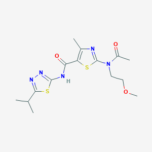 molecular formula C15H21N5O3S2 B11012932 2-[acetyl(2-methoxyethyl)amino]-4-methyl-N-[(2E)-5-(propan-2-yl)-1,3,4-thiadiazol-2(3H)-ylidene]-1,3-thiazole-5-carboxamide 