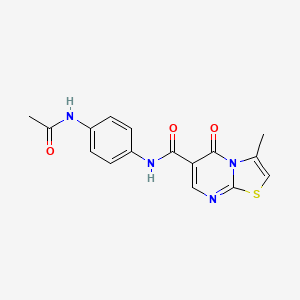 molecular formula C16H14N4O3S B11012962 N-[4-(acetylamino)phenyl]-3-methyl-5-oxo-5H-[1,3]thiazolo[3,2-a]pyrimidine-6-carboxamide 