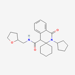 molecular formula C25H34N2O3 B11012970 2'-cyclopentyl-1'-oxo-N-(tetrahydrofuran-2-ylmethyl)-1',4'-dihydro-2'H-spiro[cyclohexane-1,3'-isoquinoline]-4'-carboxamide 