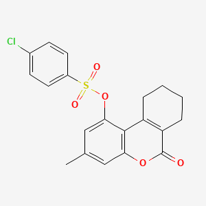 molecular formula C20H17ClO5S B11012975 3-methyl-6-oxo-7,8,9,10-tetrahydro-6H-benzo[c]chromen-1-yl 4-chlorobenzenesulfonate 