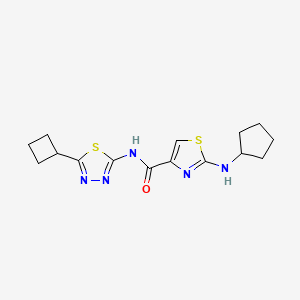 molecular formula C15H19N5OS2 B11012991 N-[(2Z)-5-cyclobutyl-1,3,4-thiadiazol-2(3H)-ylidene]-2-(cyclopentylamino)-1,3-thiazole-4-carboxamide 