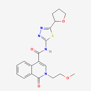 molecular formula C19H20N4O4S B11013004 2-(2-methoxyethyl)-1-oxo-N-(5-(tetrahydrofuran-2-yl)-1,3,4-thiadiazol-2-yl)-1,2-dihydroisoquinoline-4-carboxamide 