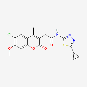 2-(6-chloro-7-methoxy-4-methyl-2-oxo-2H-chromen-3-yl)-N-(5-cyclopropyl-1,3,4-thiadiazol-2-yl)acetamide