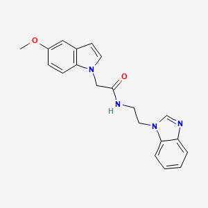 molecular formula C20H20N4O2 B11013044 N-[2-(1H-benzimidazol-1-yl)ethyl]-2-(5-methoxy-1H-indol-1-yl)acetamide 