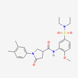 molecular formula C24H31N3O5S B11013069 N-[5-(diethylsulfamoyl)-2-methoxyphenyl]-1-(3,4-dimethylphenyl)-5-oxopyrrolidine-3-carboxamide 