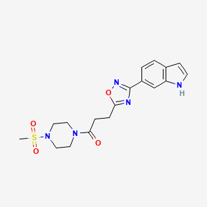 molecular formula C18H21N5O4S B11013071 3-[3-(1H-indol-6-yl)-1,2,4-oxadiazol-5-yl]-1-[4-(methylsulfonyl)piperazin-1-yl]propan-1-one 