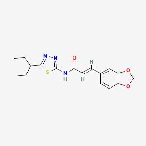 molecular formula C17H19N3O3S B11013099 (2E)-3-(1,3-benzodioxol-5-yl)-N-[5-(pentan-3-yl)-1,3,4-thiadiazol-2-yl]prop-2-enamide 