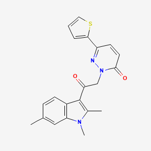 molecular formula C21H19N3O2S B11013132 2-(2-oxo-2-(1,2,6-trimethyl-1H-indol-3-yl)ethyl)-6-(thiophen-2-yl)pyridazin-3(2H)-one 