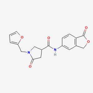 molecular formula C18H16N2O5 B11013150 1-(furan-2-ylmethyl)-5-oxo-N-(1-oxo-1,3-dihydro-2-benzofuran-5-yl)pyrrolidine-3-carboxamide 