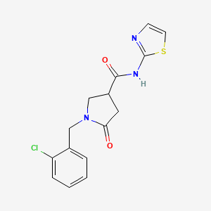 molecular formula C15H14ClN3O2S B11013253 1-(2-chlorobenzyl)-5-oxo-N-(1,3-thiazol-2-yl)pyrrolidine-3-carboxamide 