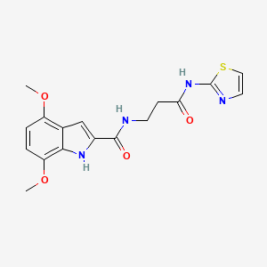 molecular formula C17H18N4O4S B11013311 4,7-dimethoxy-N-[3-oxo-3-(1,3-thiazol-2-ylamino)propyl]-1H-indole-2-carboxamide 