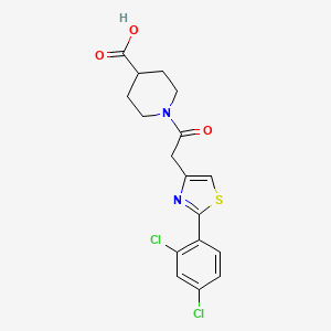 molecular formula C17H16Cl2N2O3S B11013337 1-{[2-(2,4-Dichlorophenyl)-1,3-thiazol-4-yl]acetyl}piperidine-4-carboxylic acid 