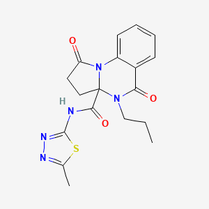 molecular formula C18H19N5O3S B11013346 N-[(2Z)-5-methyl-1,3,4-thiadiazol-2(3H)-ylidene]-1,5-dioxo-4-propyl-2,3,4,5-tetrahydropyrrolo[1,2-a]quinazoline-3a(1H)-carboxamide 