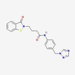 4-(3-oxo-1,2-benzothiazol-2(3H)-yl)-N-[4-(1H-1,2,4-triazol-1-ylmethyl)phenyl]butanamide