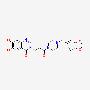 molecular formula C25H28N4O6 B11013365 3-{3-[4-(1,3-benzodioxol-5-ylmethyl)piperazin-1-yl]-3-oxopropyl}-6,7-dimethoxyquinazolin-4(3H)-one 