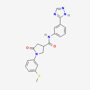 molecular formula C20H19N5O2S B11013367 1-[3-(methylsulfanyl)phenyl]-5-oxo-N-[3-(4H-1,2,4-triazol-3-yl)phenyl]pyrrolidine-3-carboxamide 