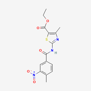 molecular formula C15H15N3O5S B11013379 Ethyl 4-methyl-2-[(4-methyl-3-nitrobenzoyl)amino]-1,3-thiazole-5-carboxylate 