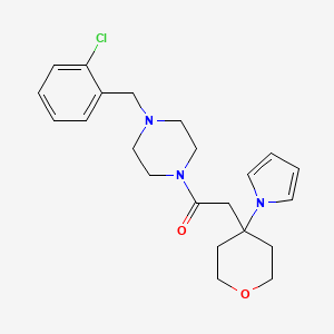 molecular formula C22H28ClN3O2 B11013388 1-[4-(2-chlorobenzyl)piperazin-1-yl]-2-[4-(1H-pyrrol-1-yl)tetrahydro-2H-pyran-4-yl]ethanone 