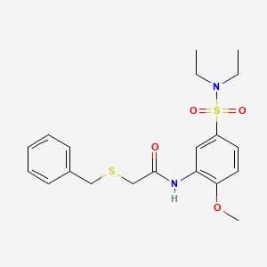 2-(benzylsulfanyl)-N-[5-(diethylsulfamoyl)-2-methoxyphenyl]acetamide