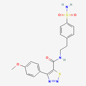 molecular formula C18H18N4O4S2 B11013468 4-(4-methoxyphenyl)-N-[2-(4-sulfamoylphenyl)ethyl]-1,2,3-thiadiazole-5-carboxamide 